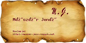 Mészár Jenő névjegykártya